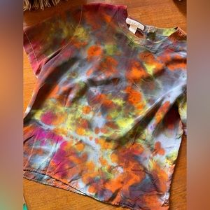 Hand dyed boxy vintage silk blouse/top